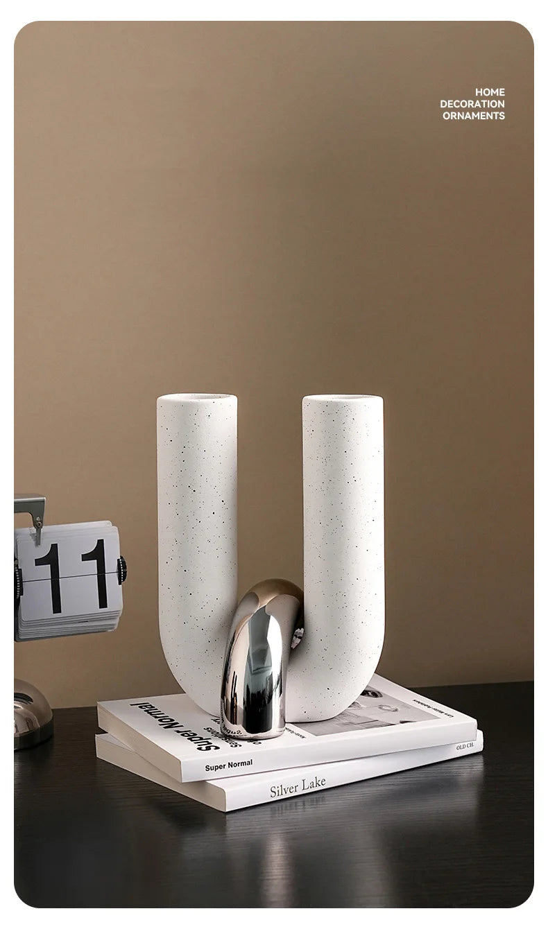 Creative U-shaped Ceramic Vase Flower Pots Desk Decoration Flowers Arrangement Porcelain Floral Vases Room Aesthetic Decor