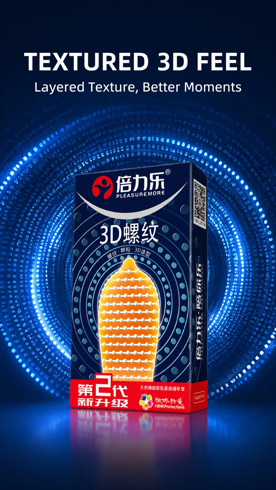 3D Ribbed Condoms 10pcs-50pcs Textured Studded Natural Latex Lubricated Men Extra Stimulation Smooth Silky Wet Sensation Beilile