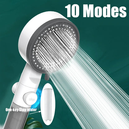 10 Spray Modes Filtered Shower Head High-Pressure Handheld Showerhead Water Saving Fall Resistance Bathroom Shower Nozzle
