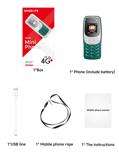 SERVO BM80 LTE Super Small Mobile Phone 4G Network Auto Call Record Speed Dial Blacklist Dual SIM Standby Mini Feature Cellphone