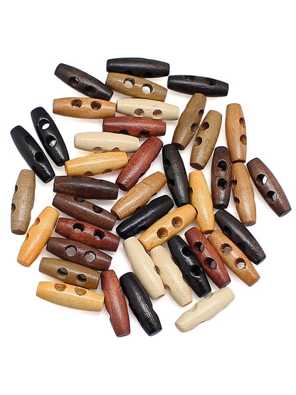 15 PCS/Lot 30mm Wooden Toggle 2 Holes Coat Buttons For Clothing Sewing Crafting DIY Coat Jacket Blazer Sewing Accessory Buttons