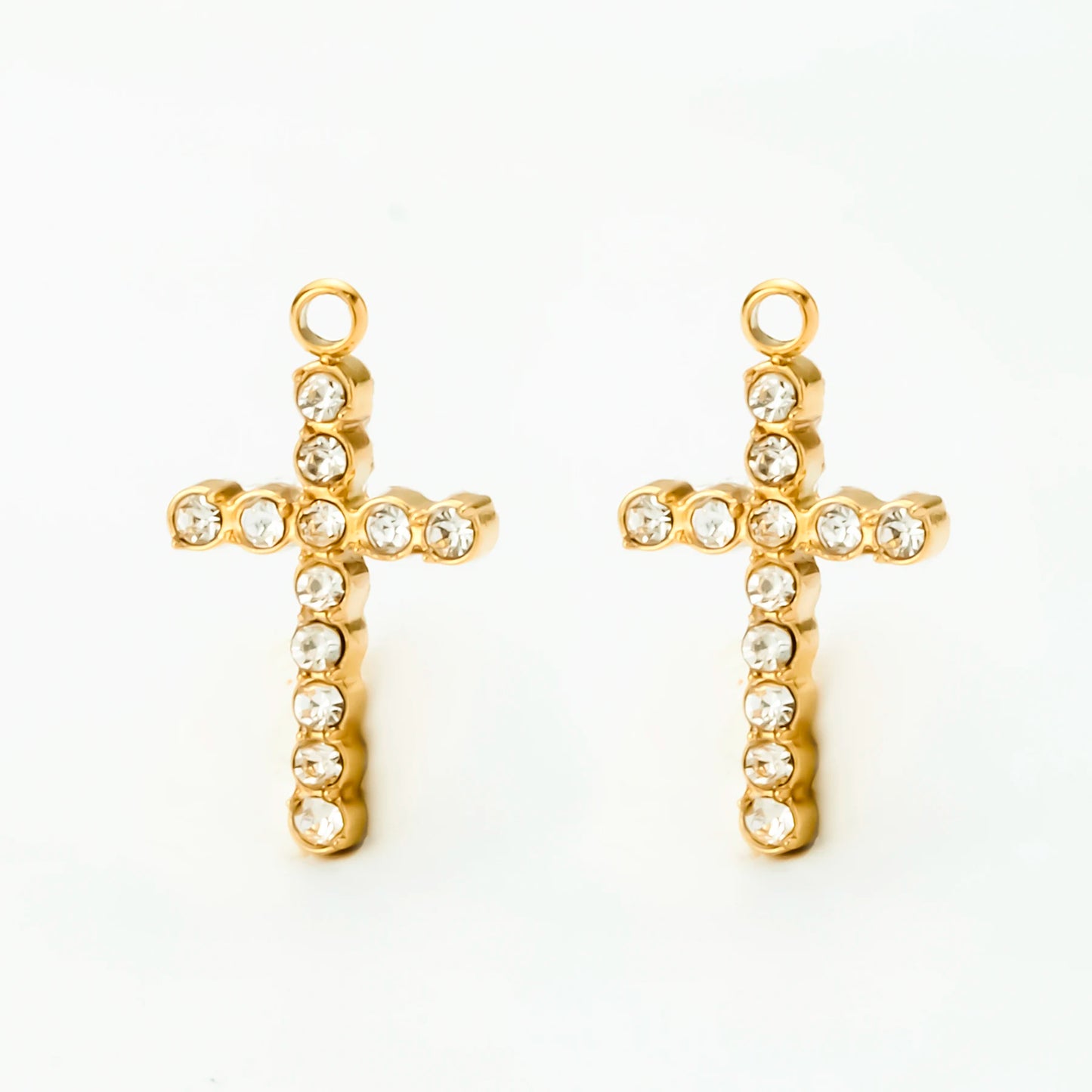 5PCS Zircon Cross Stainless Steel Charms Pendant High Quality Accessories DIY Necklace Bracelet Earring Jewelry Making Materials