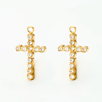 5PCS Zircon Cross Stainless Steel Charms Pendant High Quality Accessories DIY Necklace Bracelet Earring Jewelry Making Materials