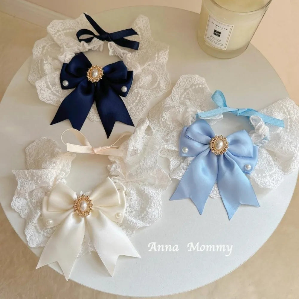 Fashion Adjustable Cat Lace Bow Bib Decorative Sweet Dog Collar Dress Up Adorable Pet Collar Photo Shooting