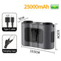 25000mAh Outdoor Waist Clip Fan Handheld Hanging Neck Fan 5-Speed Strong Wind Dual Air Vents USB Rechargeable Power Bank