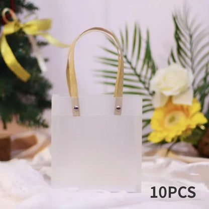 10PCS Holiday Gift Bag Eco-friendly Companion Gift Candy Bag Holiday Gift Birthday Gift Bag Anniversaries，Frosted Tote Bag
