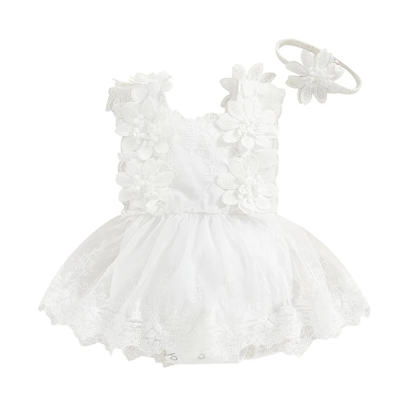 Baby Girl Summer Clothes Lace Romper Skirt Dress Princess Outfits Sleeveless Flower Newborn Outfit
