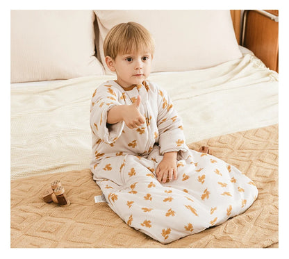 Baby Sleeping Bag Kids Sleepwear Sleeves Removable 0-2 Years Baby Sleepsack 2.5Tog Child Anti-Kick Blanket Quilt 100% Cotton