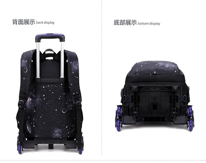 School Bag Kids Rolling Backpack for Boy Wheeled Backpack School Bag With Wheels Trolley Bookbag Carry on Luggage with Lunch Bag