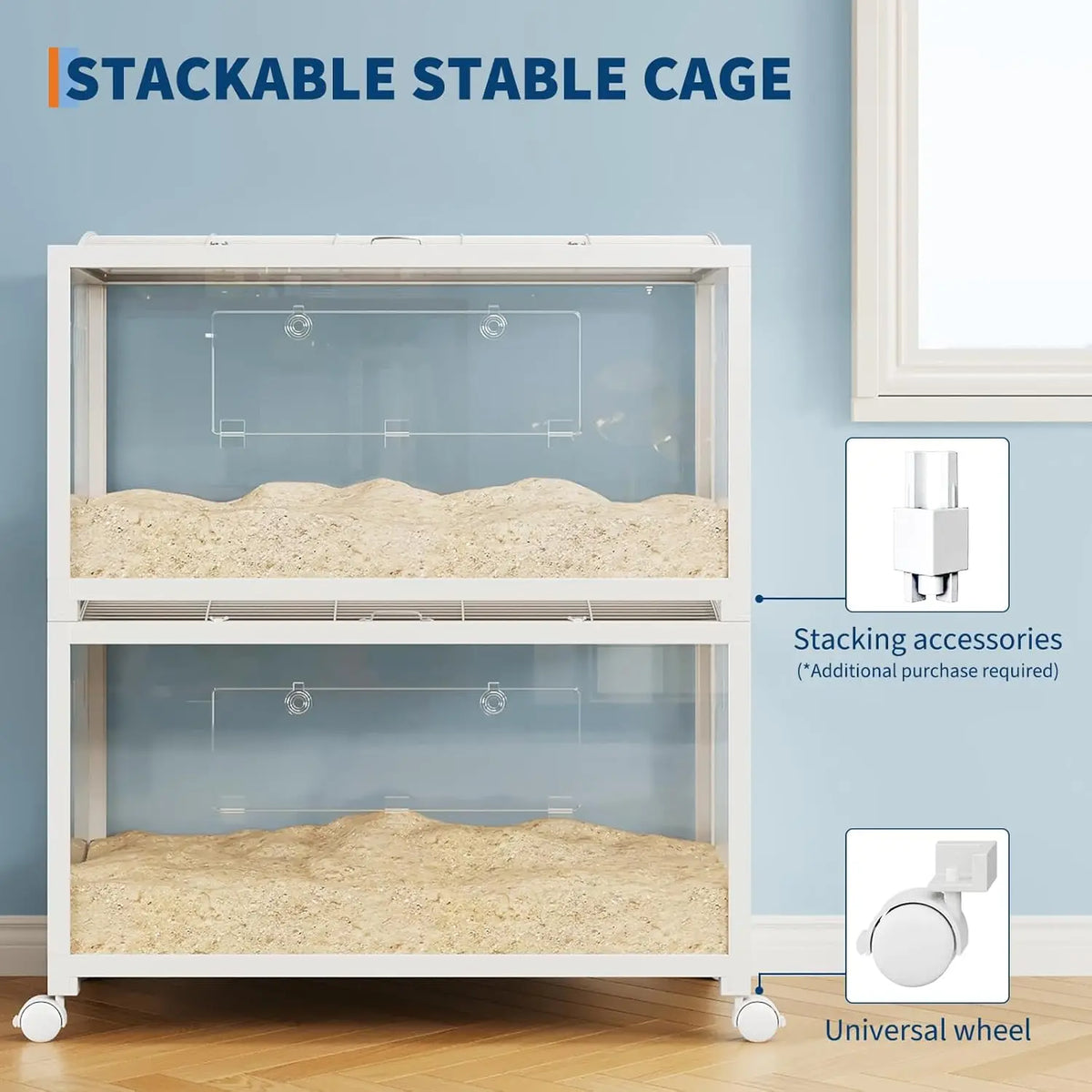 Large Assembled Hamster Cage with Wheels & Acrylic Panels, Small Animals Habitat for Guinea Pig, Gerbil,Mice,Pet Products