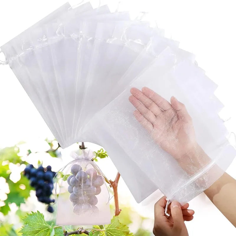 Reusable Drawstring Plant Protection Net Bags Garden Pest Proof Cover For Fruit Trees Vegetables Grapes Strawberries Berries