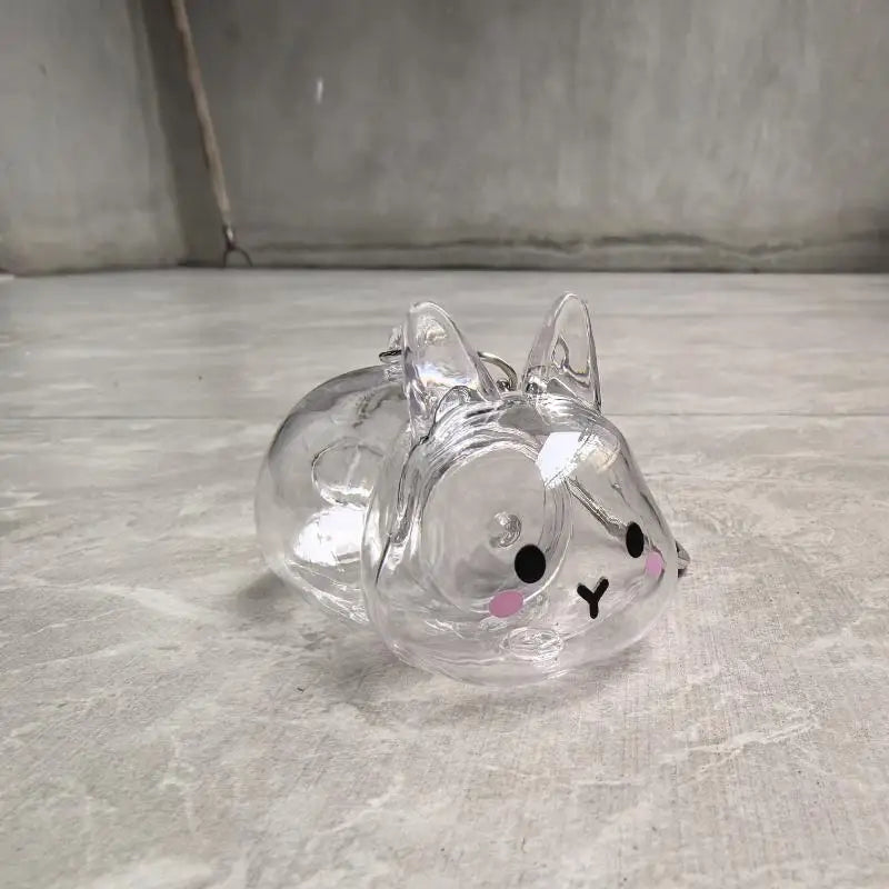 Cartoon Pet Hair Memorial Transparent Storage Box Keyring Cute Animal Rabbit Fur Organizer Keychain Bag Pendant Pet Souvenirs