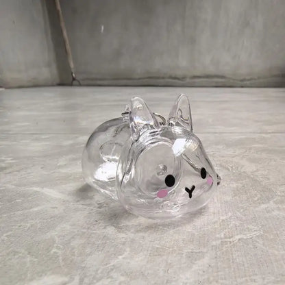 Cartoon Pet Hair Memorial Transparent Storage Box Keyring Cute Animal Rabbit Fur Organizer Keychain Bag Pendant Pet Souvenirs