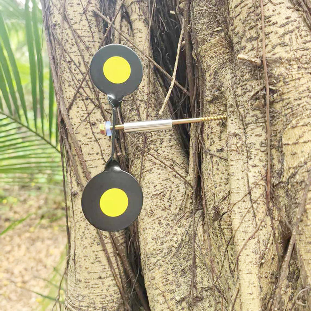 Thickened 3mm indoor and outdoor slingshot shooting practice double-headed round target 360-degree rotating steel shooting targe