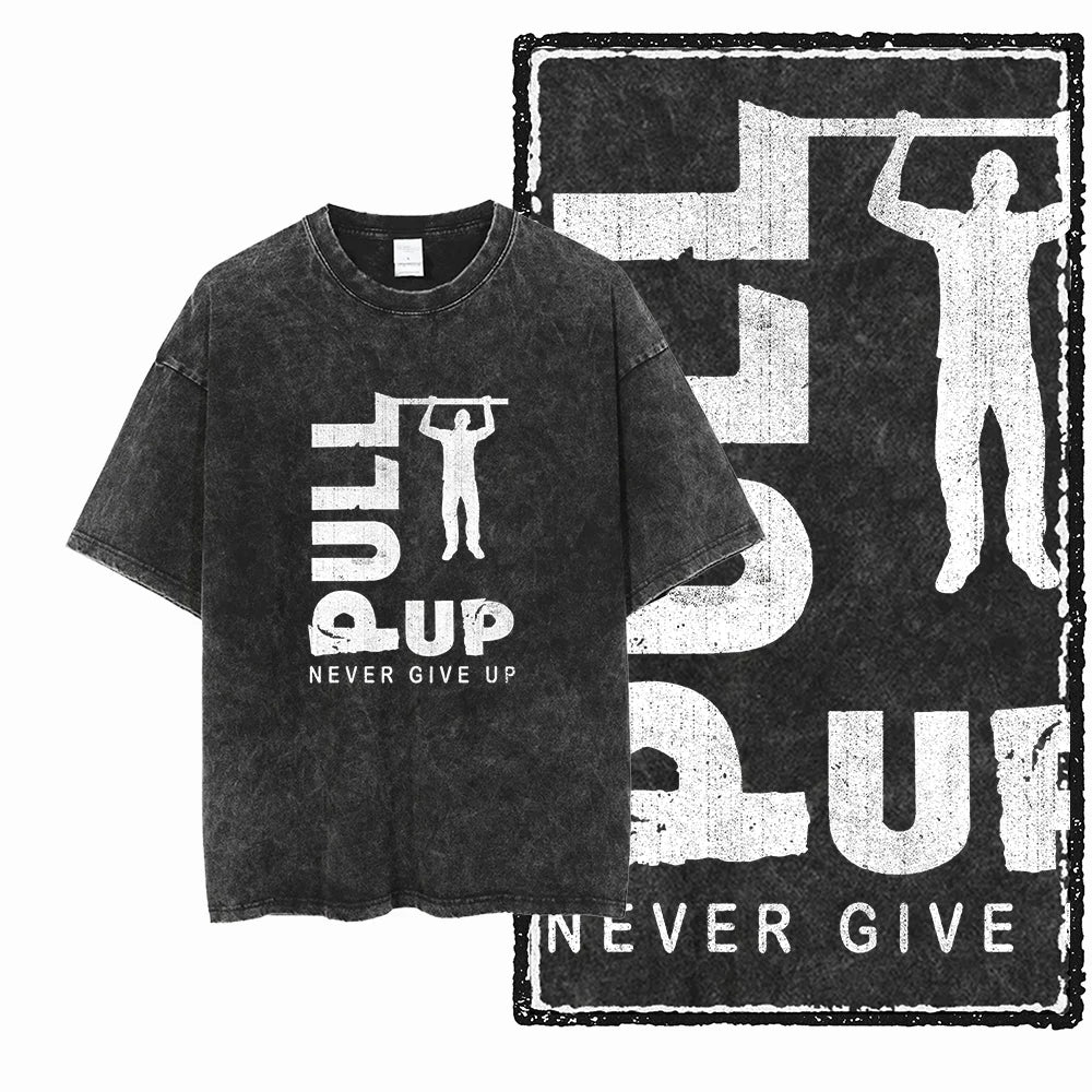 YG BODY BUILDING Printed Cotton Acid Washed Graphic Unisex T Shirt Cool CROSSFIT Streetwear Men Tshirts Big Size Tee for Men