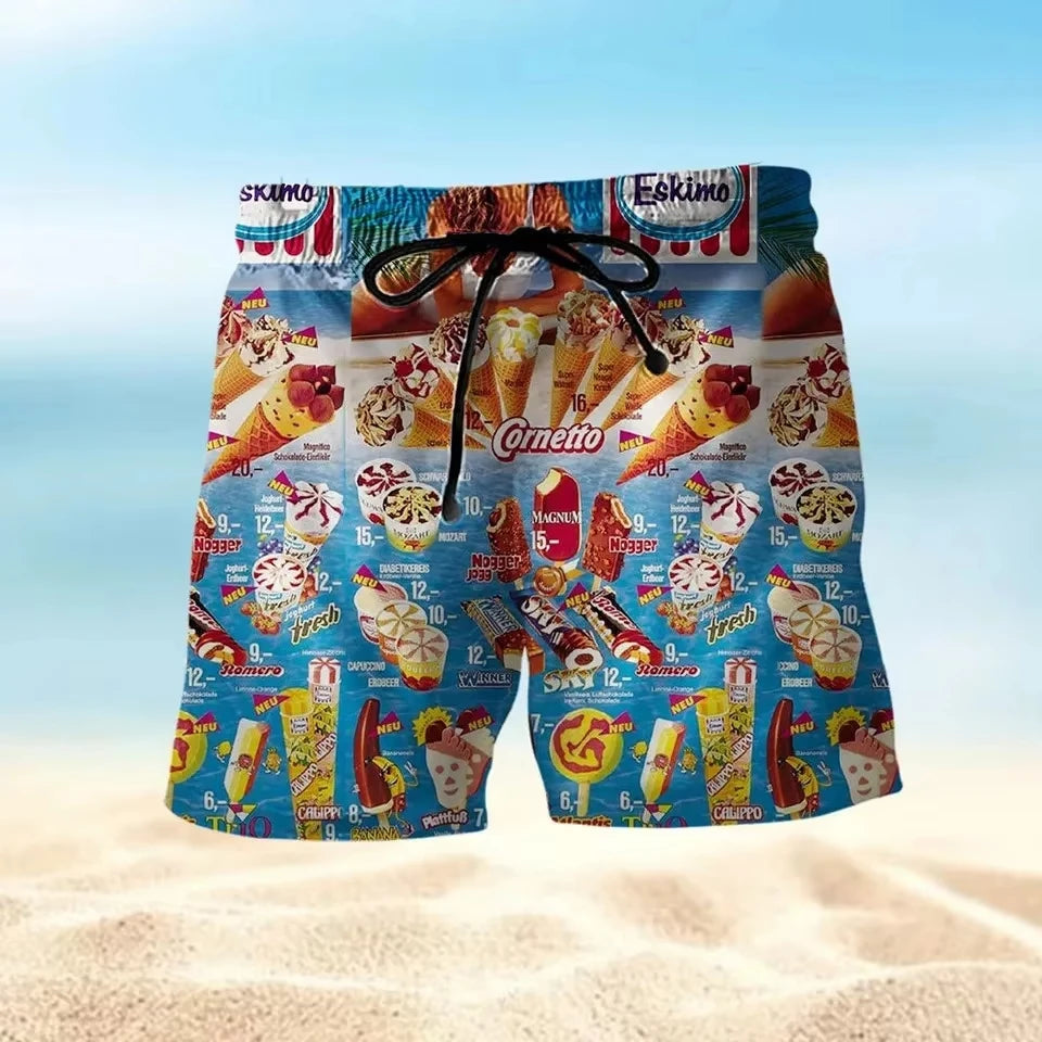 2024 Hawaiian Shirt For Men Summer Ice Cream T-Shirt Beach Prints Short Sleeved Shirt Tops Casual Original Design Men's Clothing