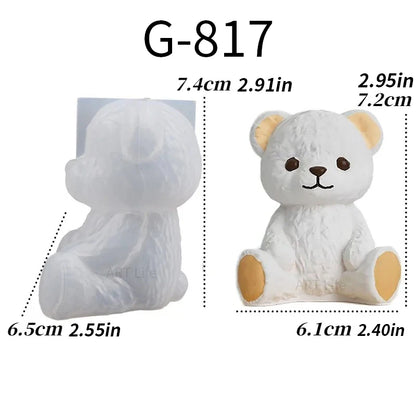 DIY crystal resin drop mold for three-dimensional teddy bear smile sitting bear display stand fragrance wax resin drop mold orna