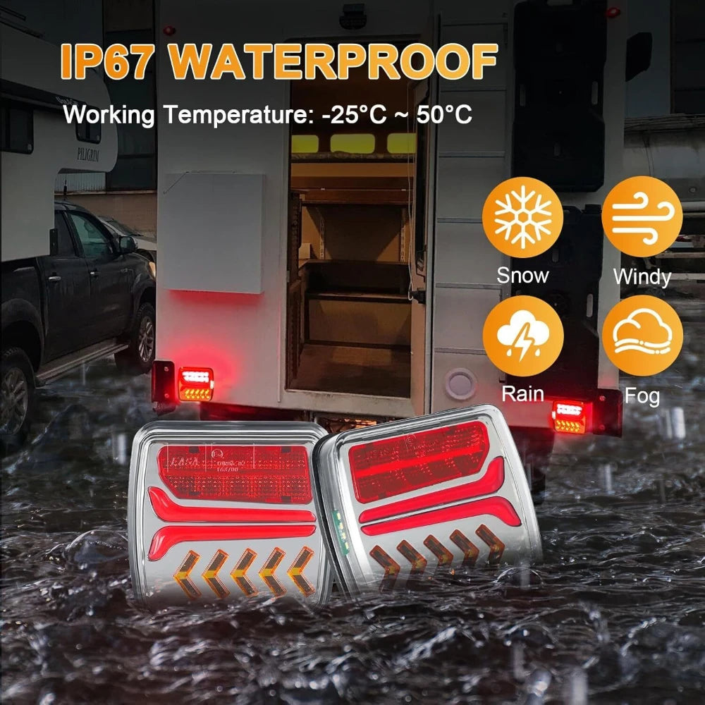 1 Set Waterproof 12V 24V Wireless Magnetic LED Truck Tail Light Rear Light Signal Warning Brake Lamp 7 Pin Trailer Caravan Lorry