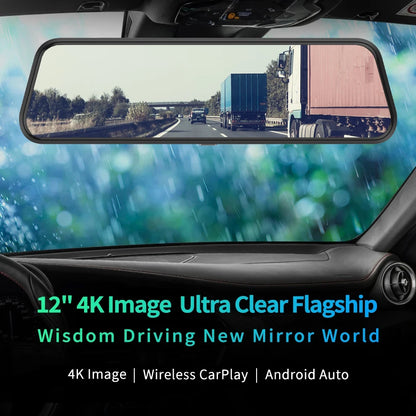 4K HD Car DVR Touch Screen Carplay & Android Auto Dash Cam Night Vision Video Recorder Driving Recorder