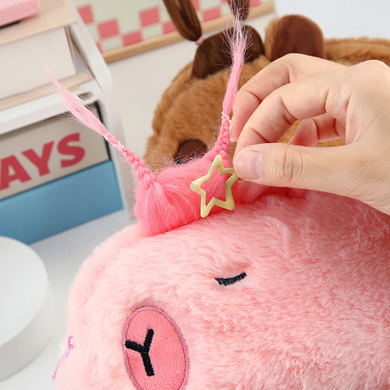 New Cute Capybara Plush Pencil Case Cosmetic Bag Guinea Pig Pen Pouch Large Capacity Pencil Bag School Supplies Stationery Box