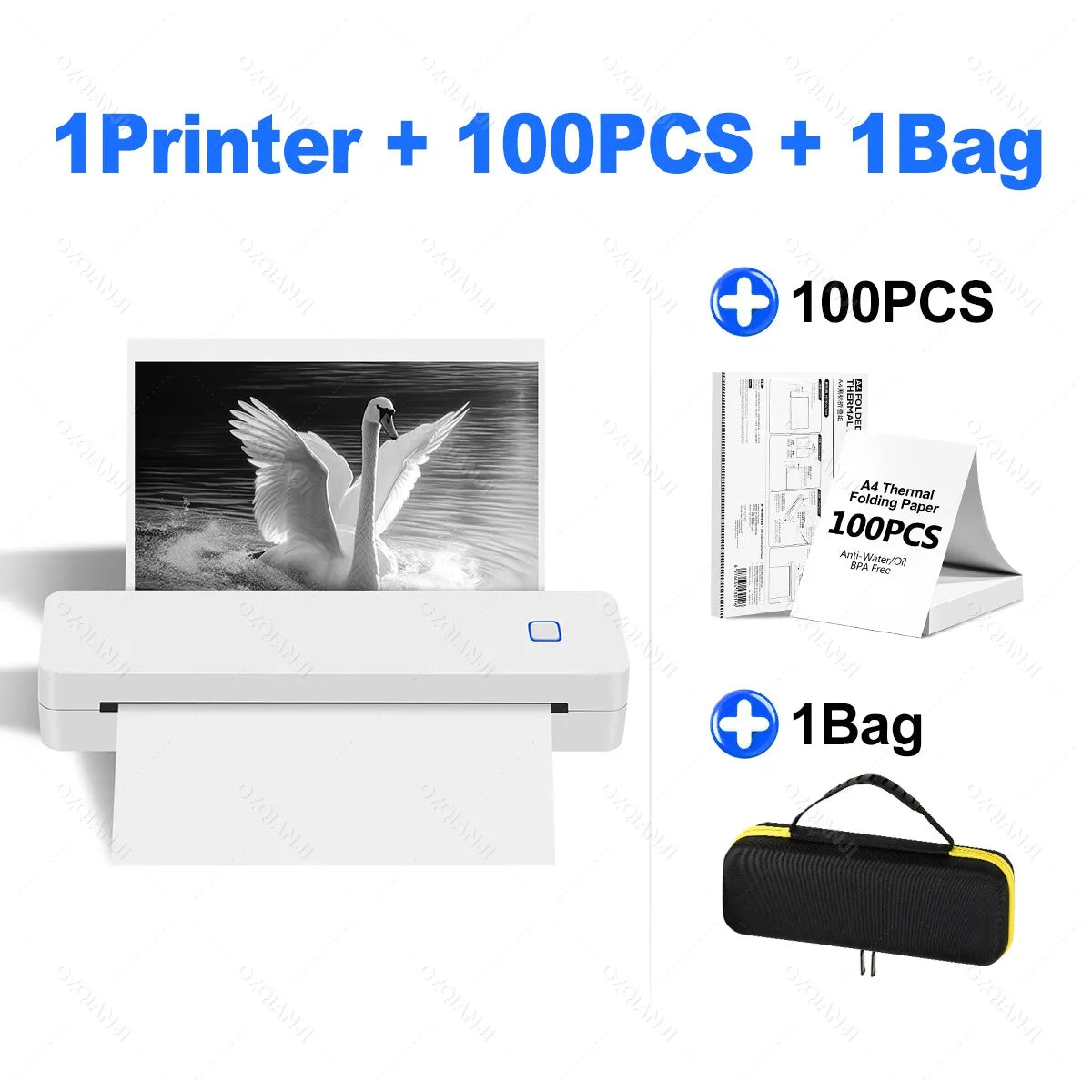 Mini Portable A4 Thermal Printer Bluetooth-compatible Photo PDF Printing Machine Folded Rolls Paper for Office Home Travel