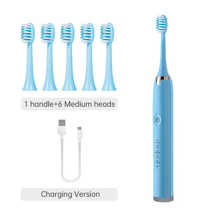 Tongwode Electric Sonic Toothbrush USB Rechargeable Waterproof Electronic Ultrasonic Whitening Tooth Brushes Replacement Heads