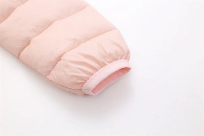 2024 Kid's Solid Color Jacket Boys Hooded Zipper Down Cotton Coat Autumn Winter New Girls Thickened Casual Cute Outerwear 2-6Y