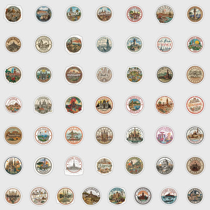 10/50PCS Country Name Stamp Stickers Cartoon Retro Graffiti Decoration Notebook Mobile Guitar Suitcase Refrigerator Toys Decals