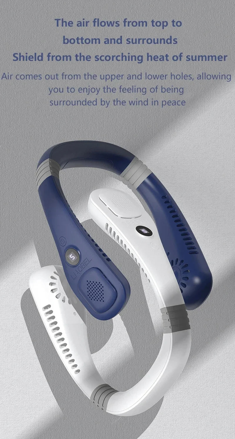 Lenovo Neck Bladeless Fan Mini Ultra Longlife Portablelazy Silent Fan Usb Charging Student Sports Office Multiple Home Scenarios