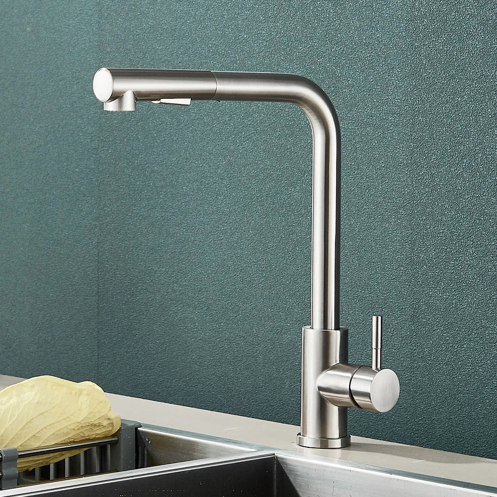 Rozin Flexible Gourmet Kitchen Faucet Black Pull Out 2 Ways Nozzle Faucets 360° Rotation Hot Cold Water Sink Mixer Tap SUS304