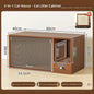 Triple-Function Cat House with Litter Box & Storage,Human-Pet Shared Furniture,Cat Tree Hut, Indoor Cat Den,Multi-Level Cat Fort