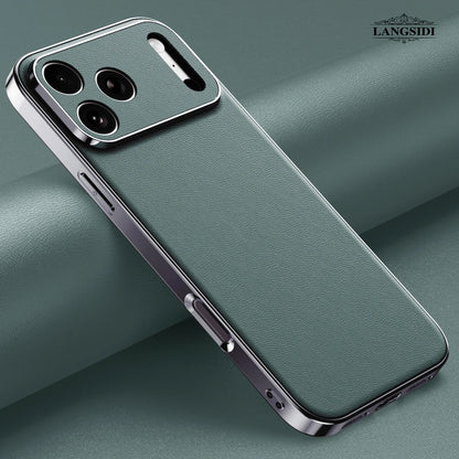 LANGSIDI Luxury Leather Phone Case for iPhone 17 16 15 Pro Max Air 17Pro 16Pro Full Lens Protection Back Cover