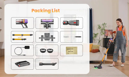 Erabros EV5 550W 70KPA Cordless Vacuum Cleaner Ultra-Strong Suction Power 80Mins Runtime Handheld Smart Vacuum Cleaner 4 Modes