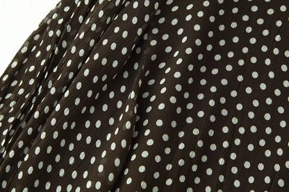 Nlzgmsj 2026 Spring Summer Women's Vintage Black Polka Dot Ruffle Hem Skirt  Asymmetrical Hem Midi Skirt