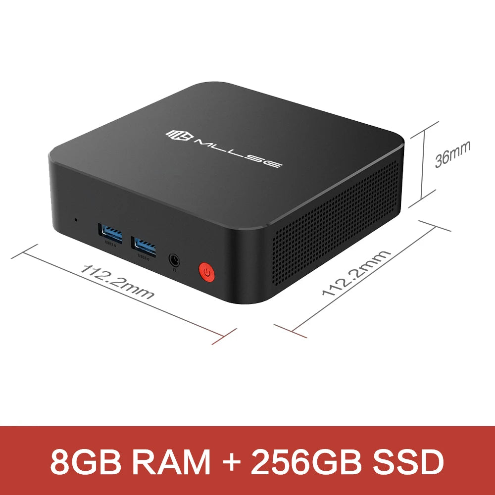 Mini PC MLLSE M2 Pro, processor Intel J3710, 8 GB RAM, ROM Go, Wi-Fi 5, BT 4.2, Windows 10 miniature desk computer