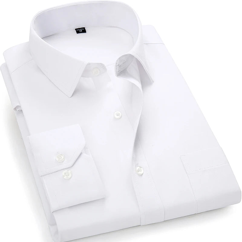 Classic Plain Men's Dress Shirt Long Sleeve Slim Fit Button Up Purple Yellow Men Business Formal Wedding Party Social Shirts