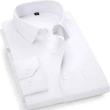 Classic Plain Men's Dress Shirt Long Sleeve Slim Fit Button Up Purple Yellow Men Business Formal Wedding Party Social Shirts