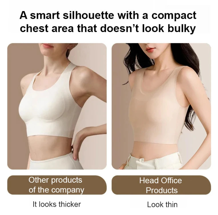 Women's Large Breasts Underwear Wide Shoulder Invisible Corset Antibump Thin Underwear with Bra Pads