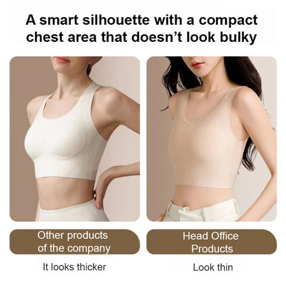 Women's Large Breasts Underwear Wide Shoulder Invisible Corset Antibump Thin Underwear with Bra Pads