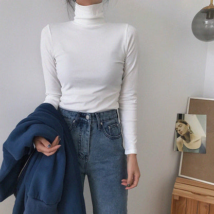 Autumn Long Sleeve Turtleneck Tops Slim Knitted Bottoming T Shirt Korean Fashion Sweater Harajuku Pullover Women Clothing Jumper