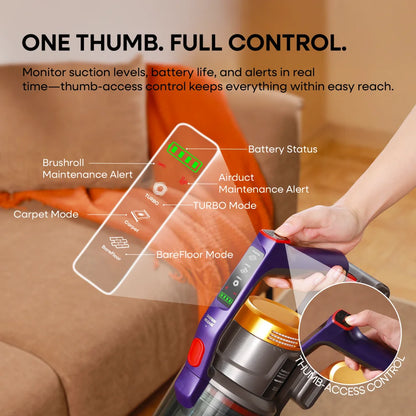 Erabros EV7 Cordless Vacuum Cleaner,70KPa Suction,550W Motor,70Min Runtime,Charging Storage Base,Stick Vacuum with Aroma Design