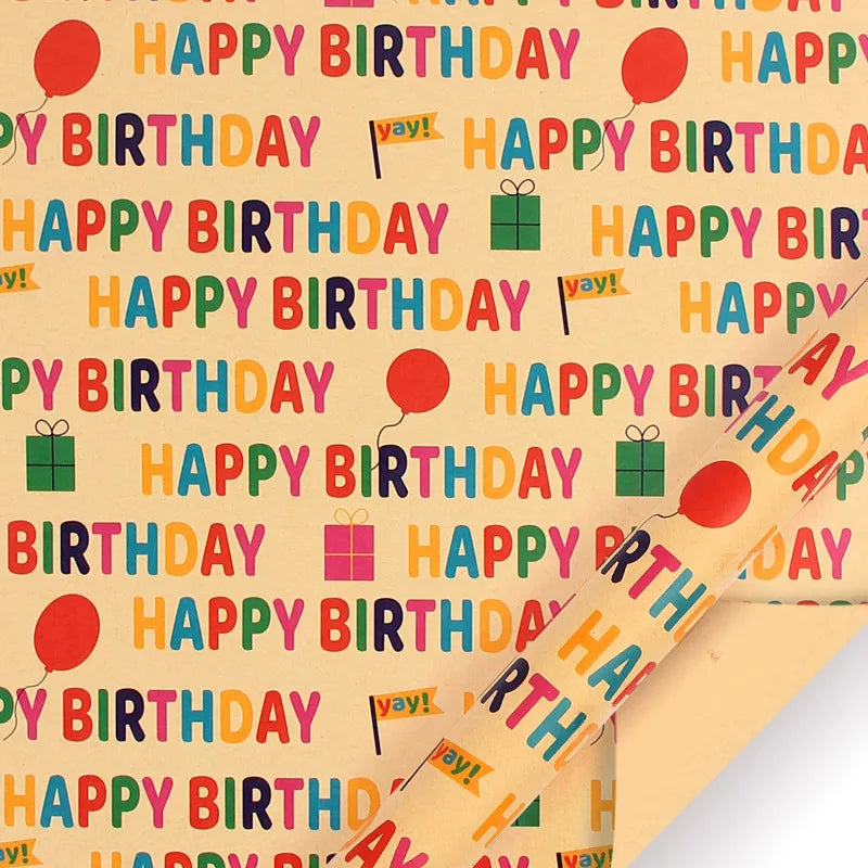 Colored Birthday Wrapping Paper - 43×300cm, Birthday, Party - Rainbow Gradient Pattern, for Bulk Use