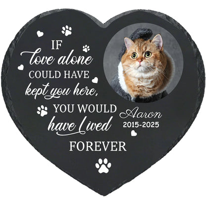 Personalized Pet Memorial Stone,Custom Cat Grave Marke Plaque With Photo&Name,Garden Slate Tombstone Pet Loss Remembrance Gift