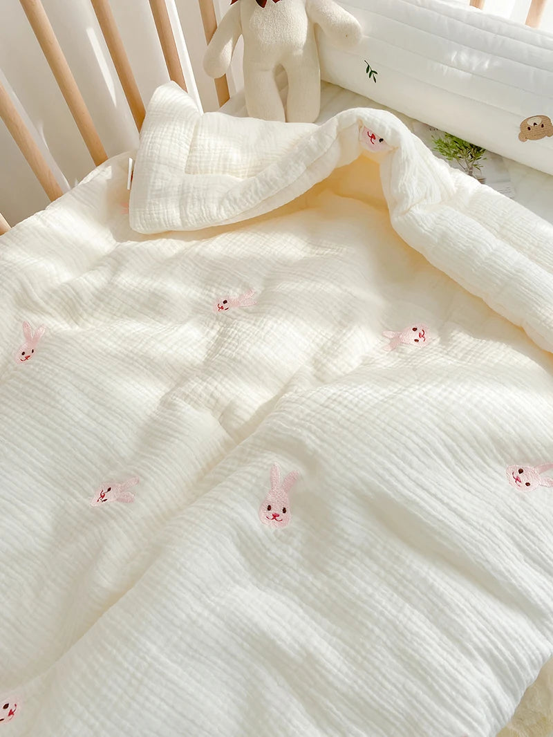 Baby Quilt Cartoon Bear Bunny Newborn Nap Quilts Soft Cotton Infant Blanket Spring Fall Winter Swaddle Wrapped Bedding 100*120CM