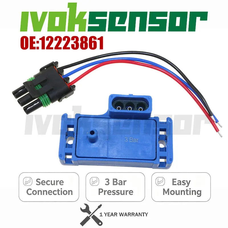 NEW For GM STYLE 3BAR Turbo Boost MAP Sensor For Electromotive Motec Megasquirt With Plug 12223861 16040749 12219935