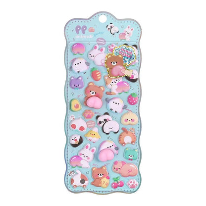 Kawaii Cartoon Soft Cute Little Rabbit 3D Pinching Relaxing Butt Stickers Cute DIY Mobile Book Decoration Stickers Festival Gift