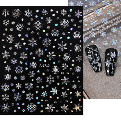 1sheet 3D White Snowflakes Nail Stickers for Christmas Winter Snow Flower Self-adhesive Nail Art Decals DIY Manicure Decorations