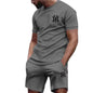 New hot selling 2026 men's two-piece sportswear short sleeved T-shirt and pants set running and fitness sportswear summer