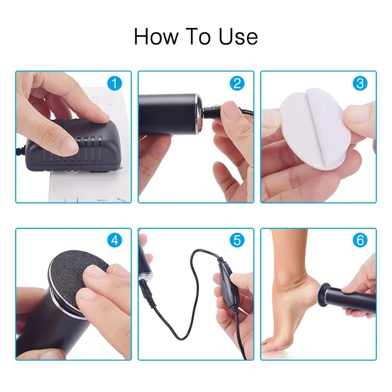 Electric Foot File Callus Remover Pedicure Machine with 60 Replacement Sandpaper Disks Adjustable Speed Aluminum Foot Care Tool
