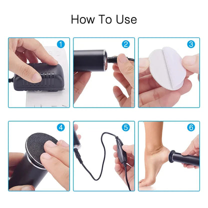 Electric Foot File Callus Remover Pedicure Machine with 60 Replacement Sandpaper Disks Adjustable Speed Aluminum Foot Care Tool
